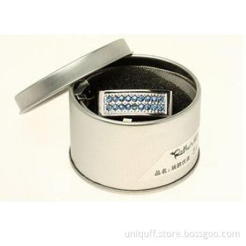 Silver Metal Wristband USB Flash Memory Drives With Crystal
